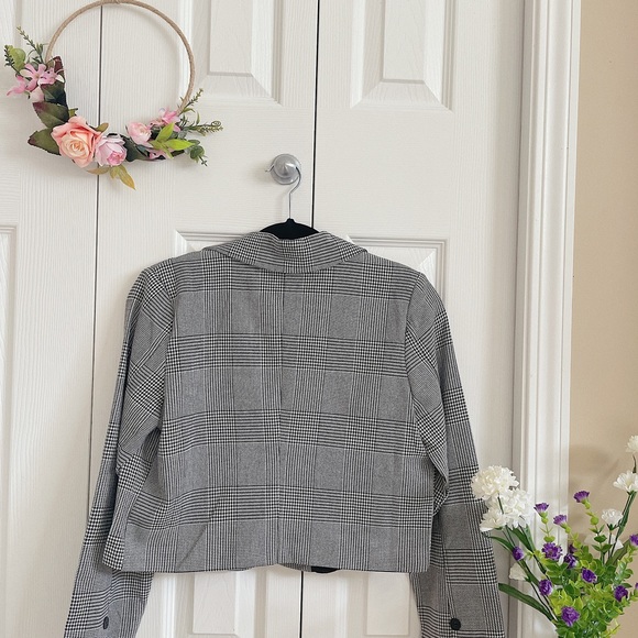 Dogtooth pattern cropped jacket - Picture 7 of 9